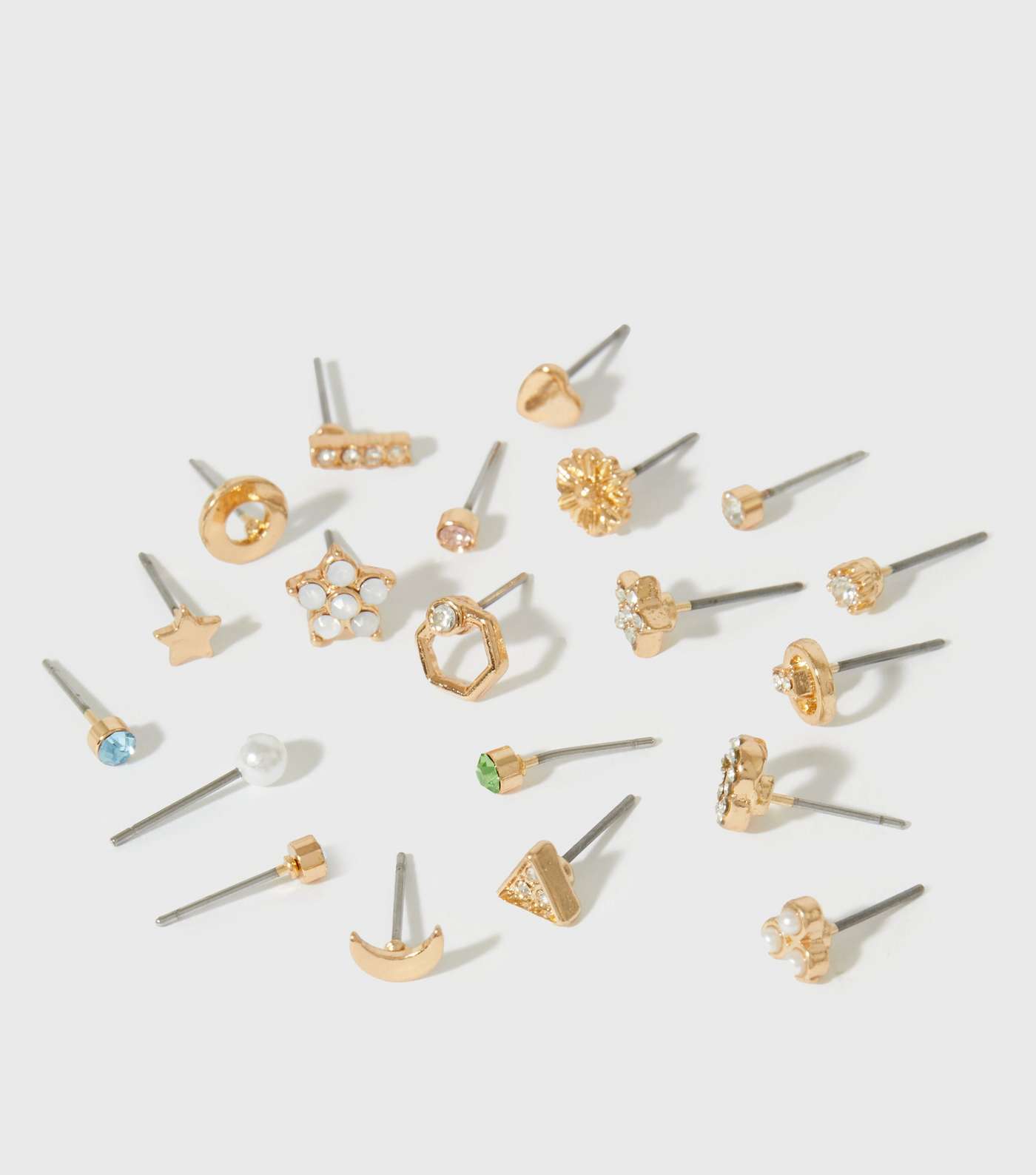 20 Pack Gold Diamanté Mixed Stud Earrings Image 2
