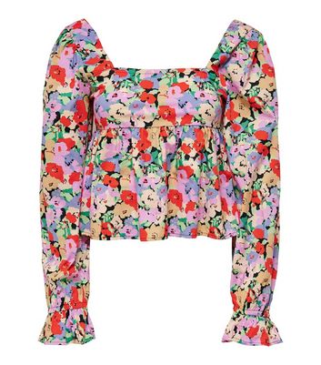 Click to view product details and reviews for Only Black Floral Open Back Peplum Blouse New Look.