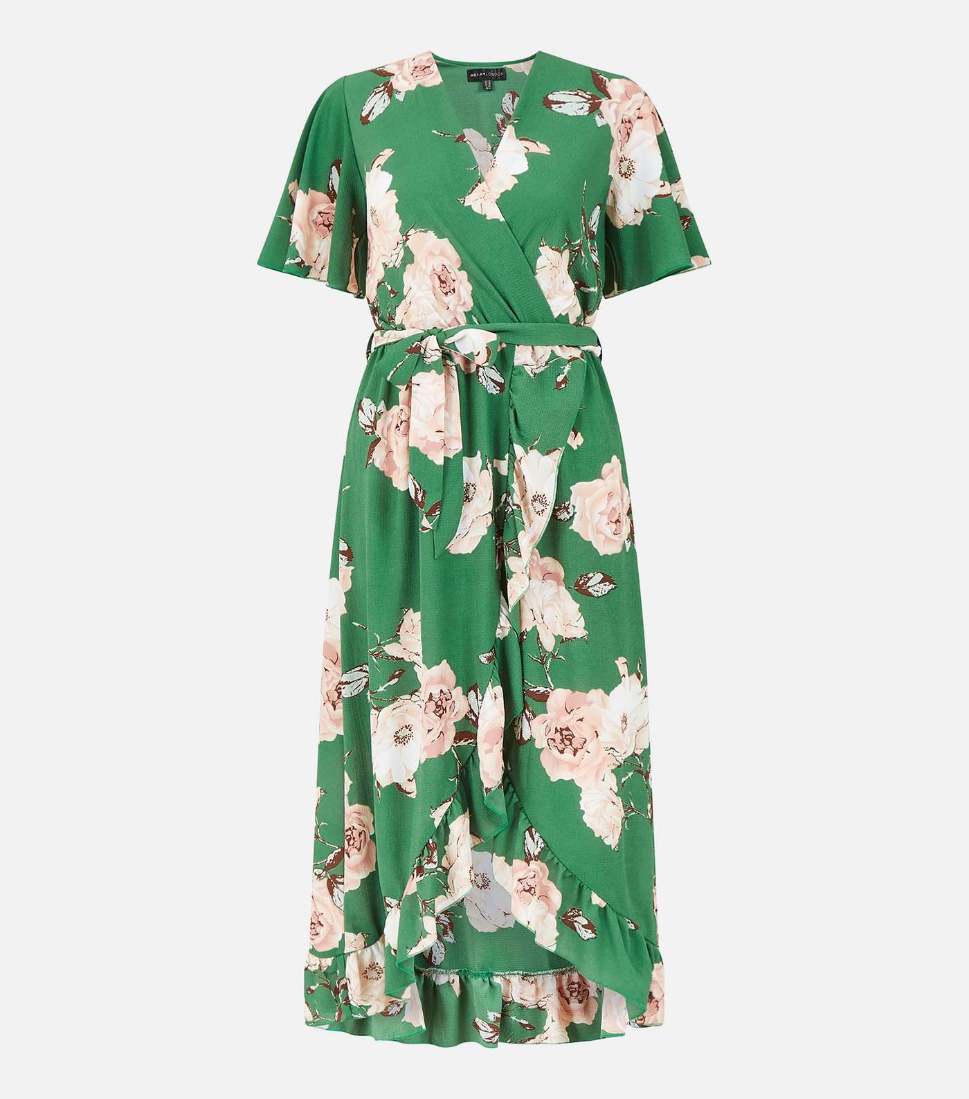 Mela Green Floral Midi Wrap Dress Image 6