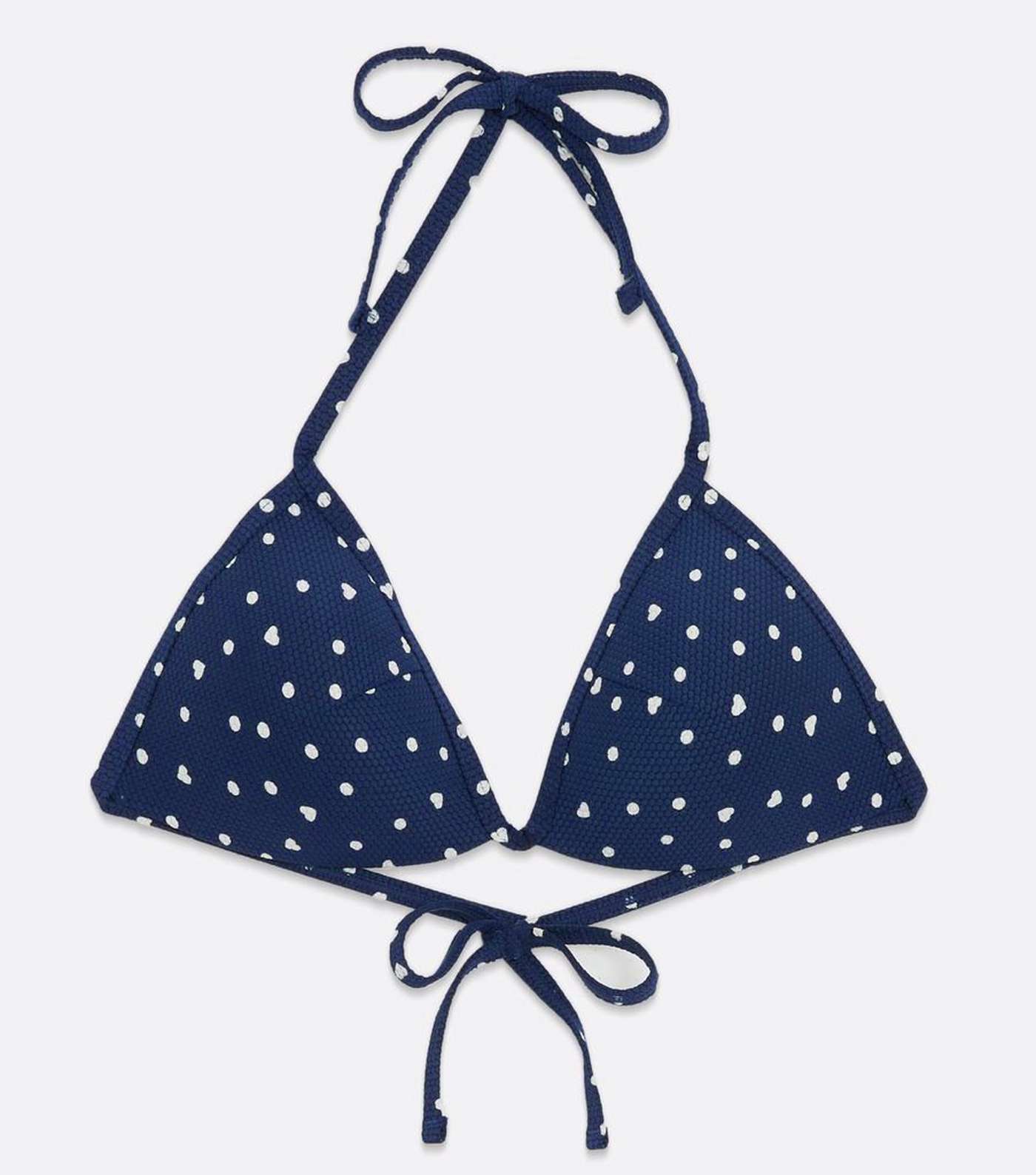 Blue Heart Spot Moulded Triangle Bikini Top Image 5