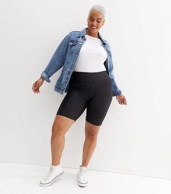 Curves Black Ribbed Cycling Shorts 