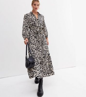 Animal print shirt midi dress Clearance