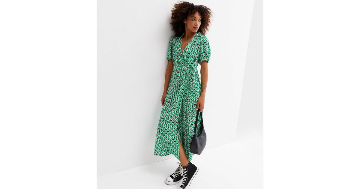 New Look Green Floral Wrap Dress Green Floral Dress New Look Frill Dress  New Look Green