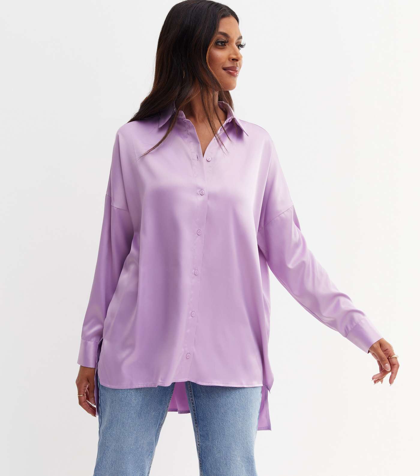 Lilac Satin Oversized Shirt
