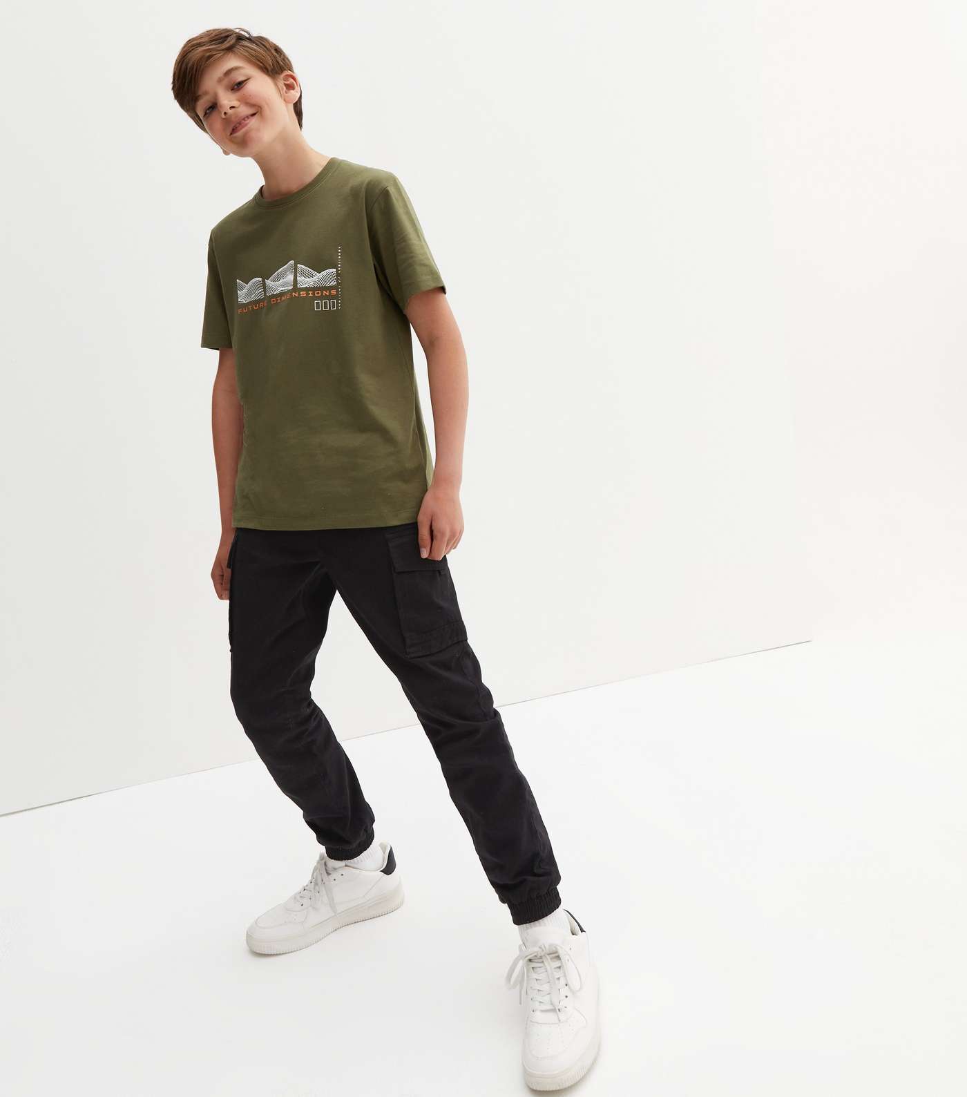 Boys Khaki Future Dimensions Logo T-Shirt Image 3