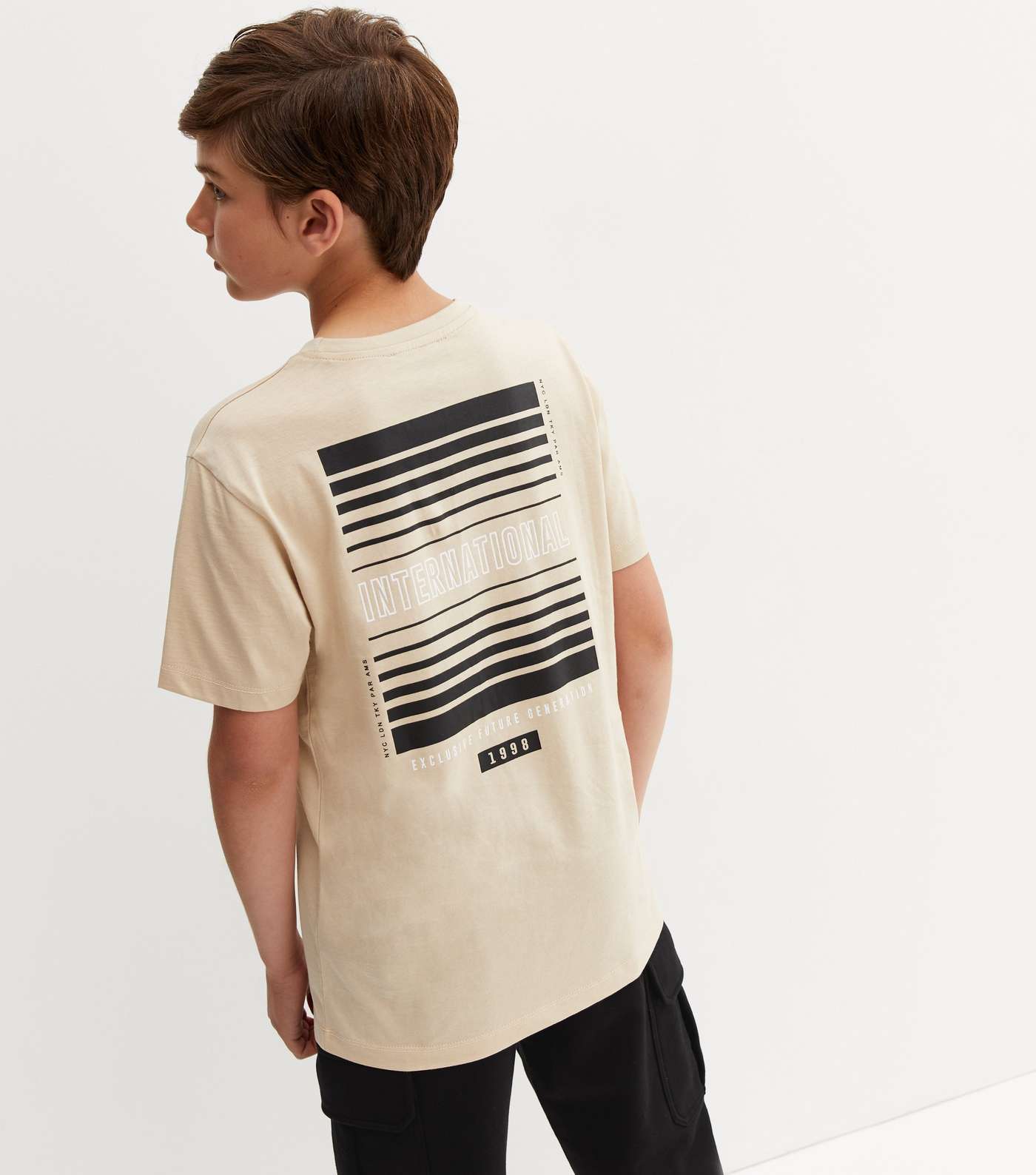 Boys Stone International Box Stripe Back Logo T-Shirt Image 4