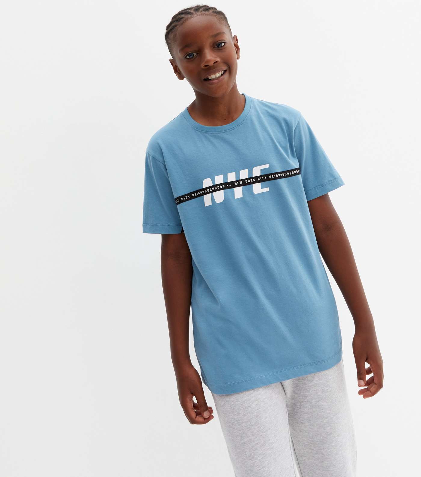 Boys Blue NYC Tape Stripe Logo T-Shirt Image 2