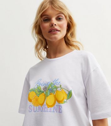 Click to view product details and reviews for White Sunshine Lemon Logo Oversized T Shirt New Look.