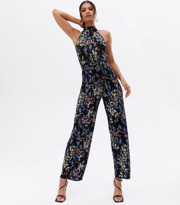 halter neck floral jumpsuit