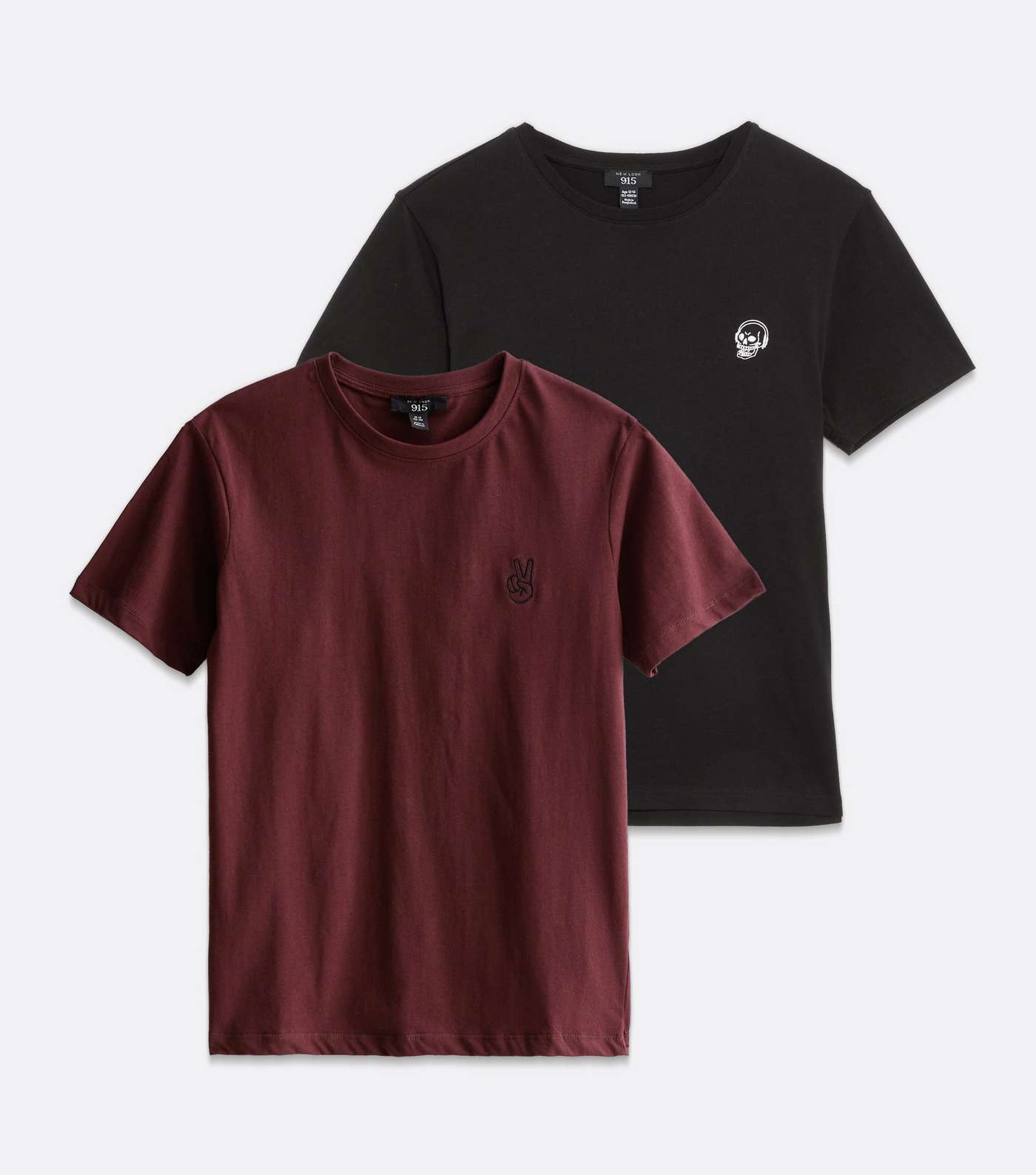 Boys 2 Pack Burgundy and Black Embroidered Logo T-Shirts Image 6