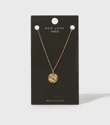 Real Gold Plated Beaten Disc Pendant Necklace