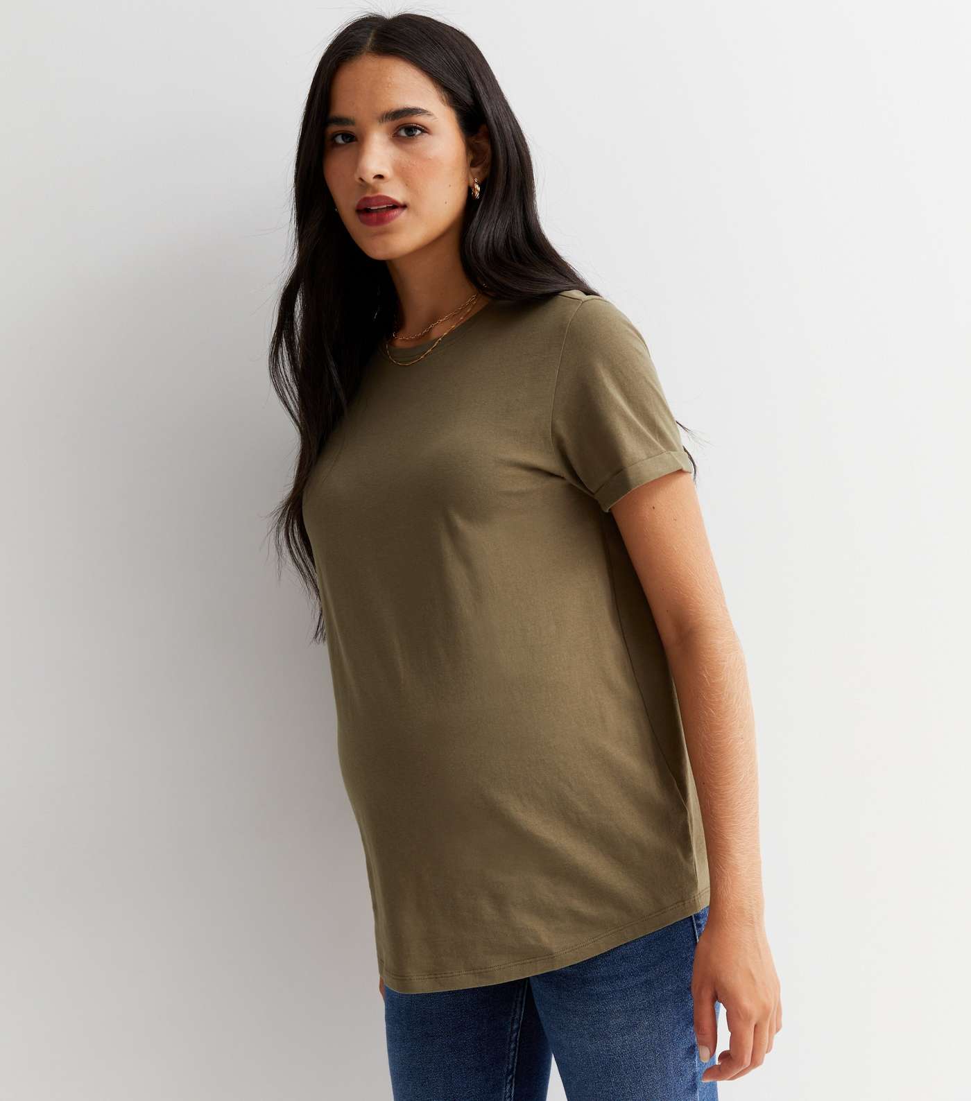 Maternity Khaki Crew Neck T-Shirt