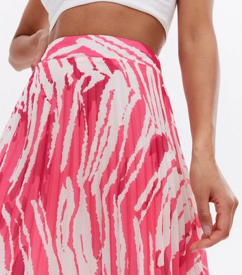 Click to view product details and reviews for Pink Animal Print Chiffon Pleated Midi Skirt New Look.