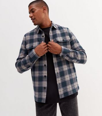 Blue Check Long Sleeve Overshirt | New Look