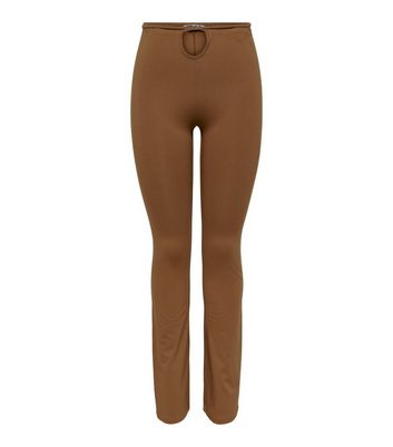 Click to view product details and reviews for Neon Nylon Brown Cut Out Flared Trousers New Look.