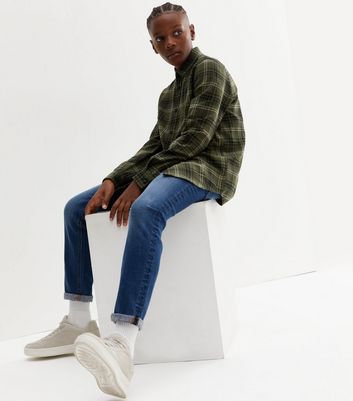 Boys Green Grid Check Long Sleeve Shirt | New Look