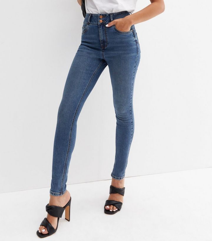 Aggregate Be discouraged Pitfalls Teal Vintage Wash Lift & Shape High Waist Yazmin Skinny Jeans | New Look