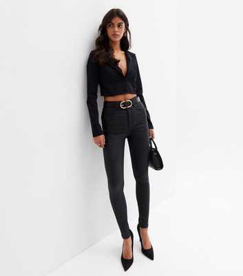 Black Coated Lift & Shape High Waist Yazmin Skinny Jeans