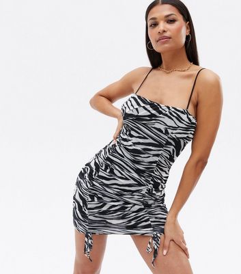 Pink Vanilla Black Zebra Print Mesh Mini Dress New Look