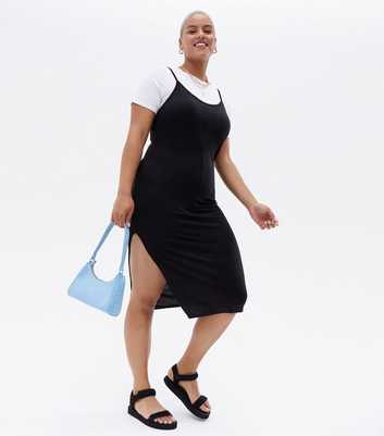 Blue Vanilla Curves Black 2-in-1 Midi Slip Dress