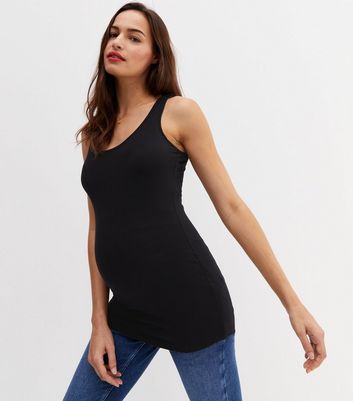 Long black shop vest top