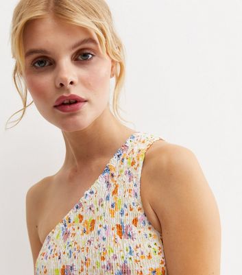 Click to view product details and reviews for Yellow Floral Shirred One Shoulder Midi Dress New Look.