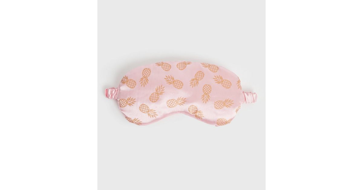 Pink Pineapple Satin Eye Mask New Look