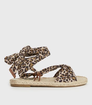 shop for ONLY Brown Leopard Print Espadrille Sandals New Look at Shopo