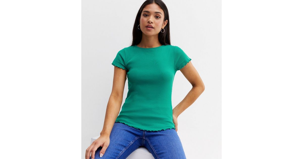 Petite Green Frill T-Shirt |