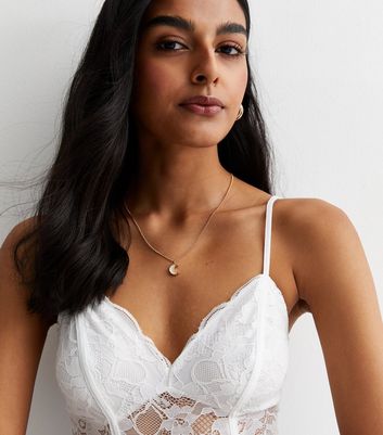 Strappy Lace Bodysuit White XS-M - Ireland - Why Not Style?