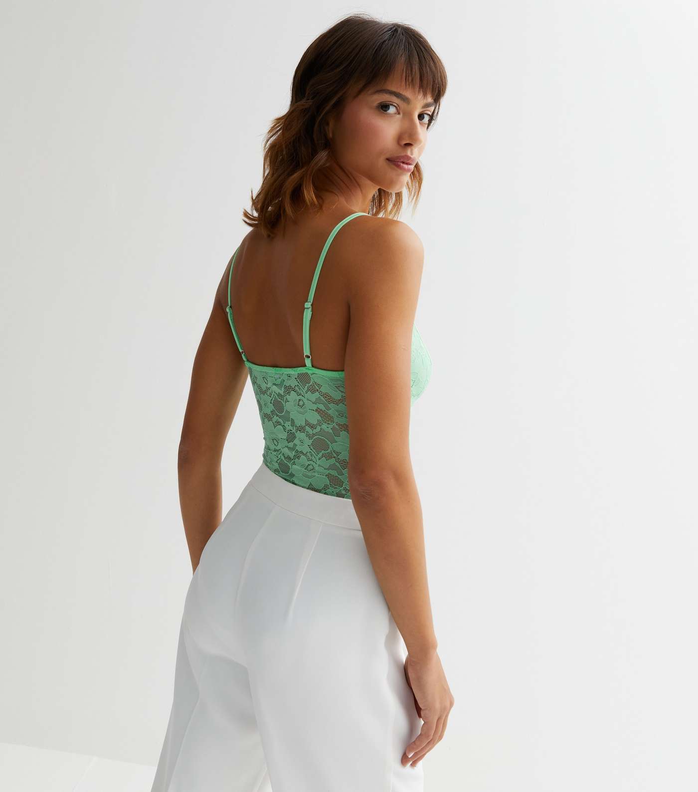 Mint Green Lace Strappy Bodysuit Image 4