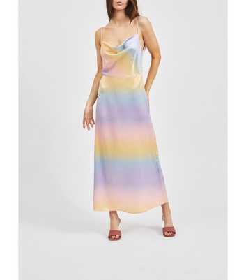 VILA Multicoloured Ombré Satin Midi Slip Dress