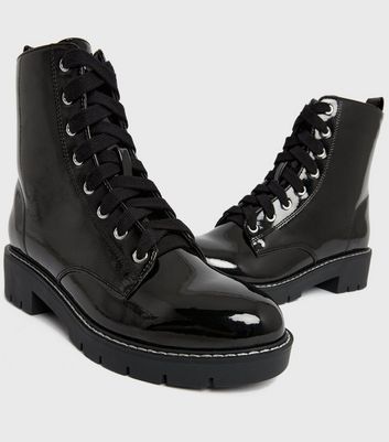 Women's patent hotsell biker boots