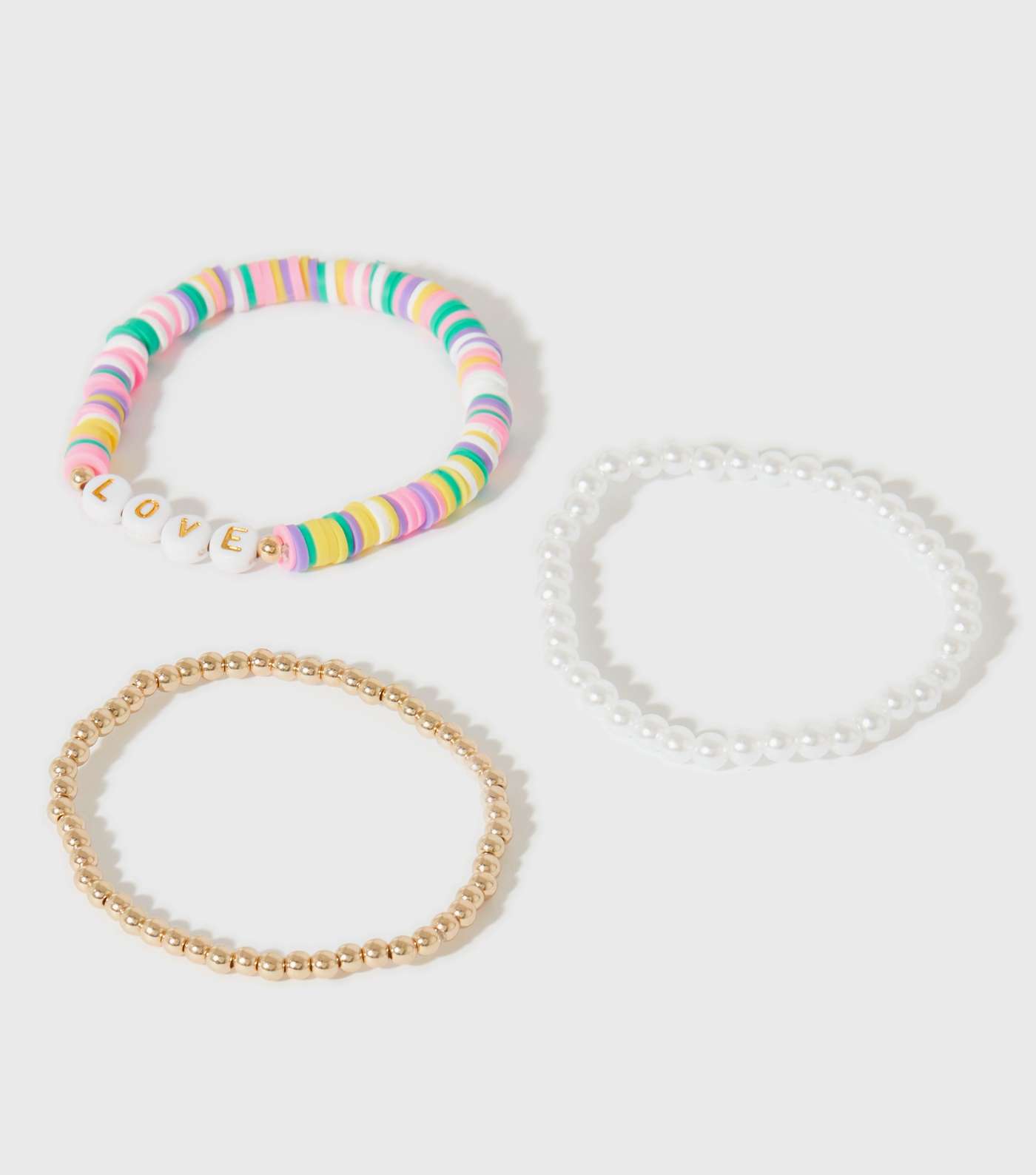 3 Pack Multicoloured Love Beaded Bracelets