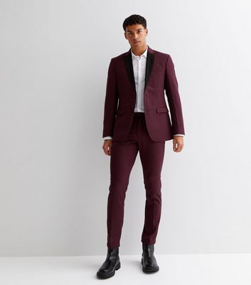 burgundy skinny suit