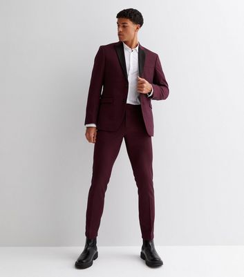 Burgundy Slim Fit Suit Trousers  New Look