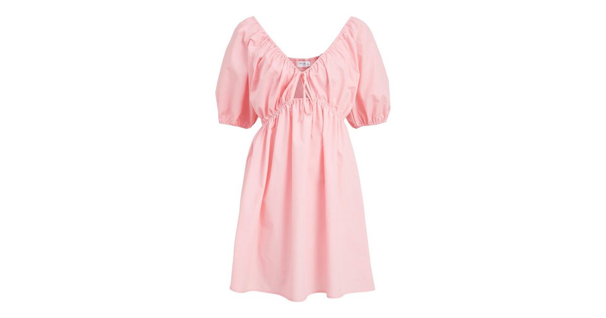 VILA Pink Tie Front Cut Out Mini Dress | New Look