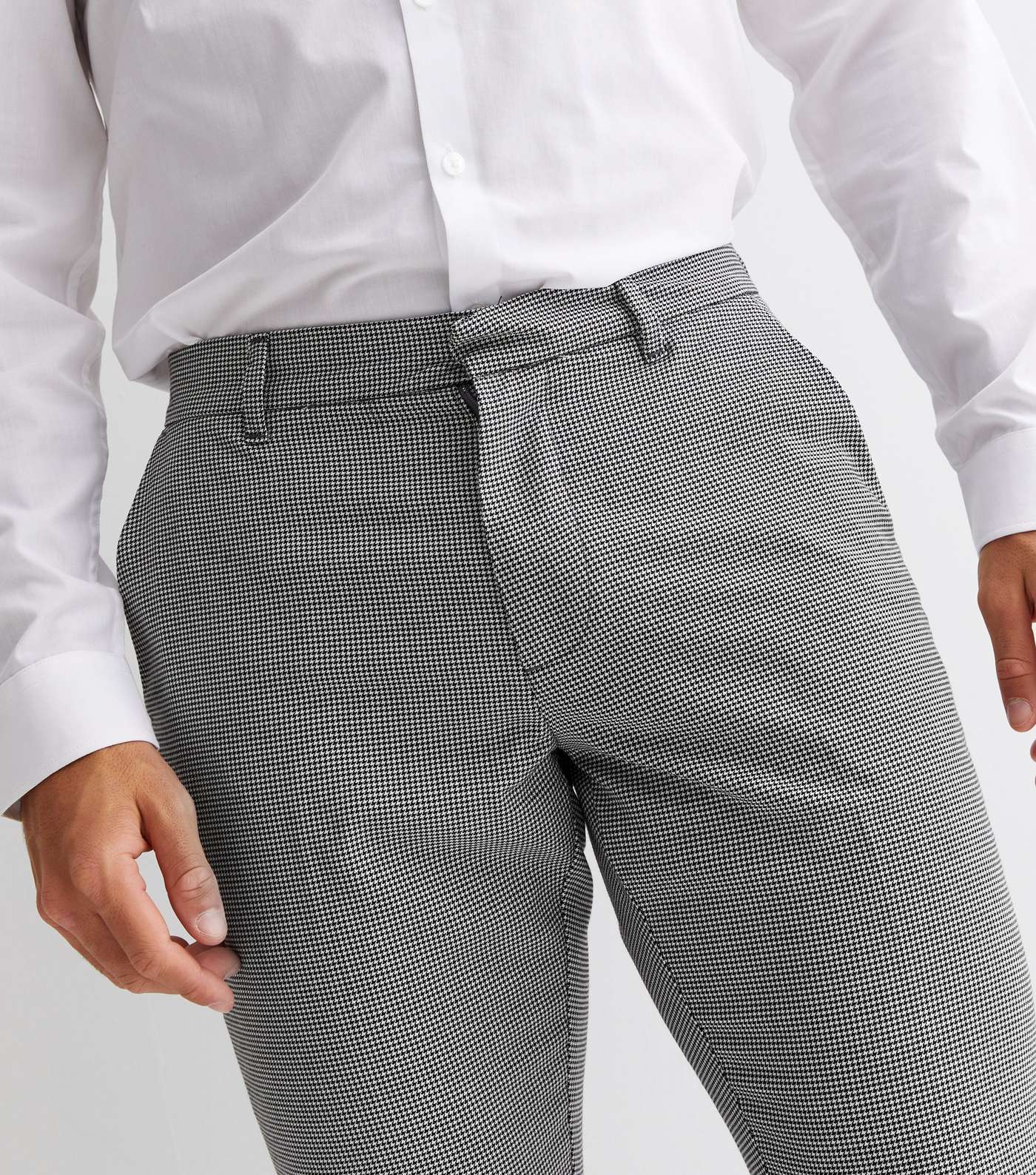 Black Check Slim Fit Suit Trousers Image 3