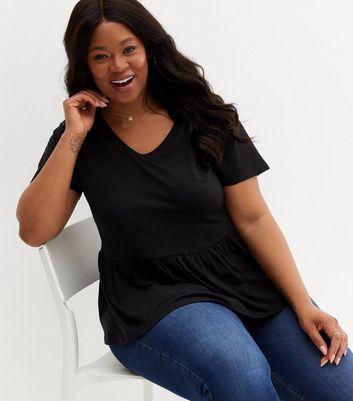 Black v neck hotsell peplum top