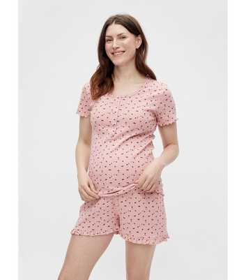 Mamalicious Maternity Pink Short Pyjama Set with Spot Print