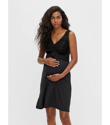 Mamalicious Maternity Black Lace Nightdress