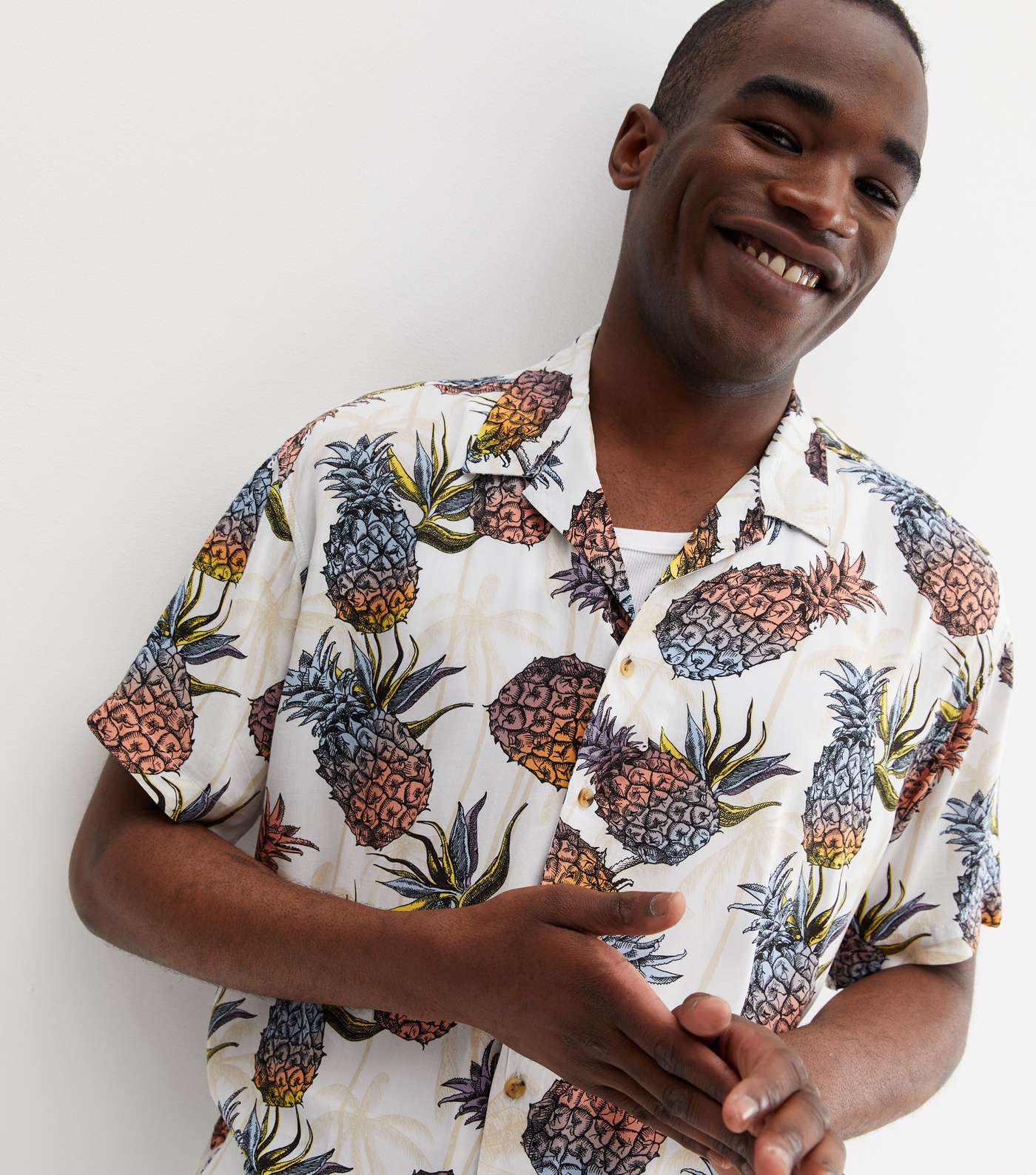 Jack & Jones White Pineapple Short Sleeve Shirt Image 2