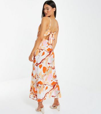 QUIZ Multicoloured Tie Dye Strappy Tie Back Midi Dress New Look