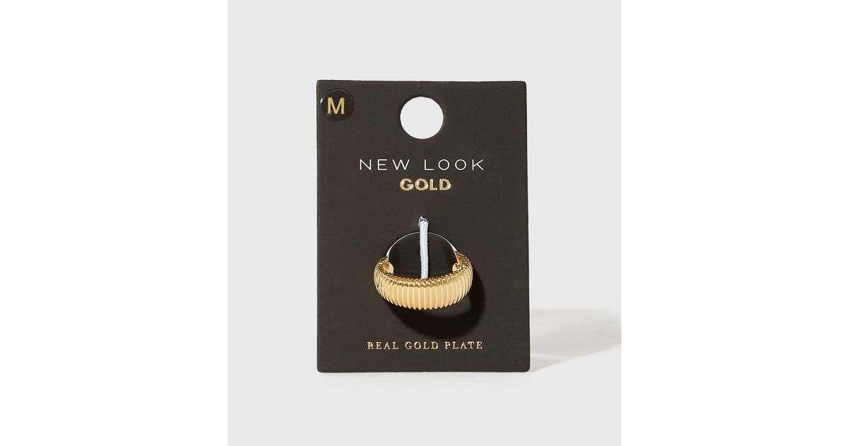 Real Gold Plated Chunky Ring New Look