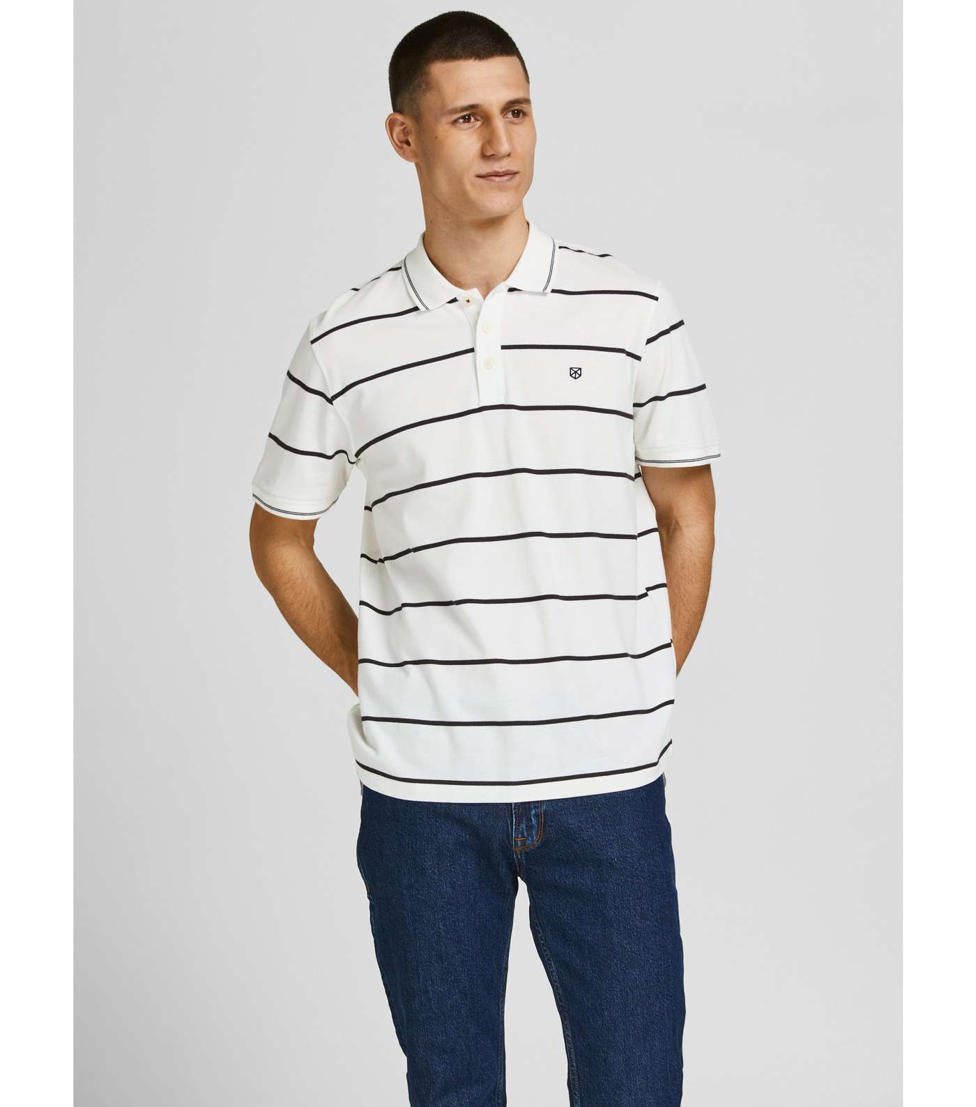 Jack & Jones White Stripe Polo Shirt