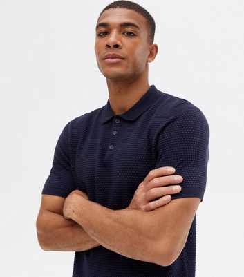 Jack & Jones Navy Knit Polo Shirt