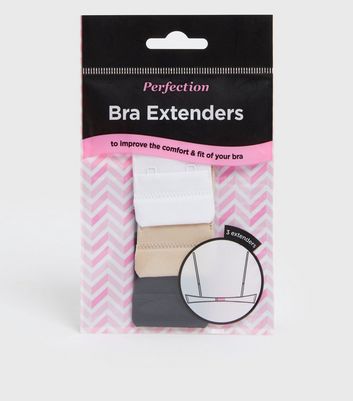 Perfection Beauty 3 Pack White Tan and Black Bra Extenders New Look