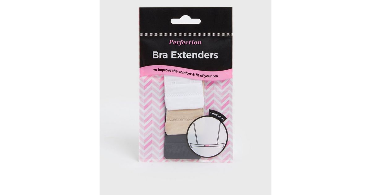 3 Pack Perfection White Tan and Black Bra Strap Extenders