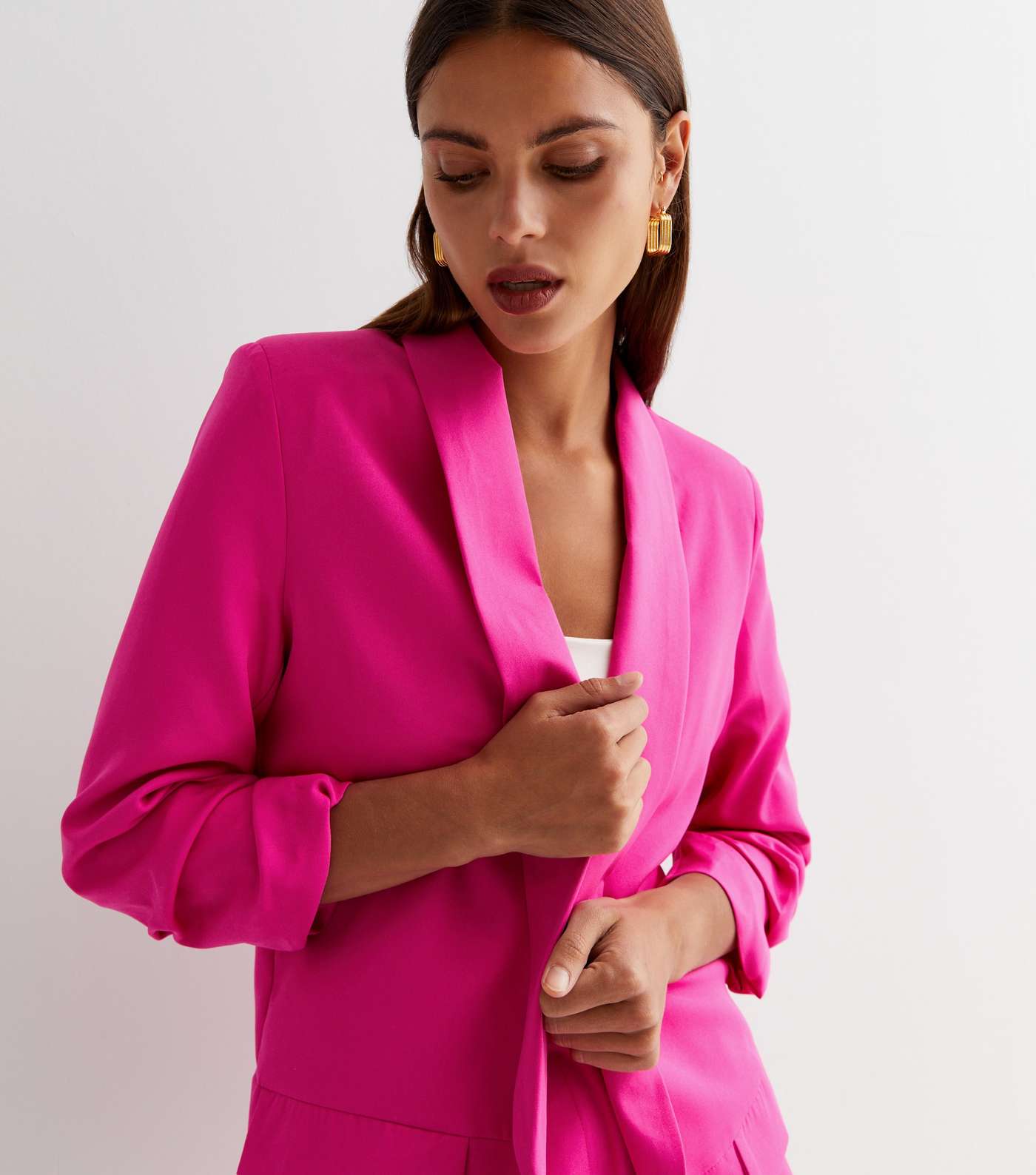 Cameo Rose Bright Pink 3/4 Sleeve Blazer