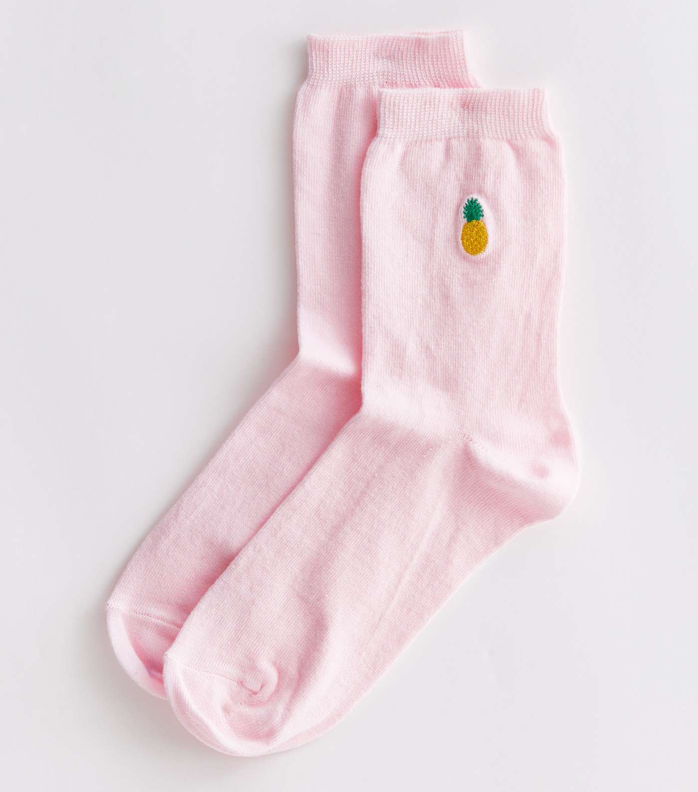 Pink Embroidered Pineapple Socks